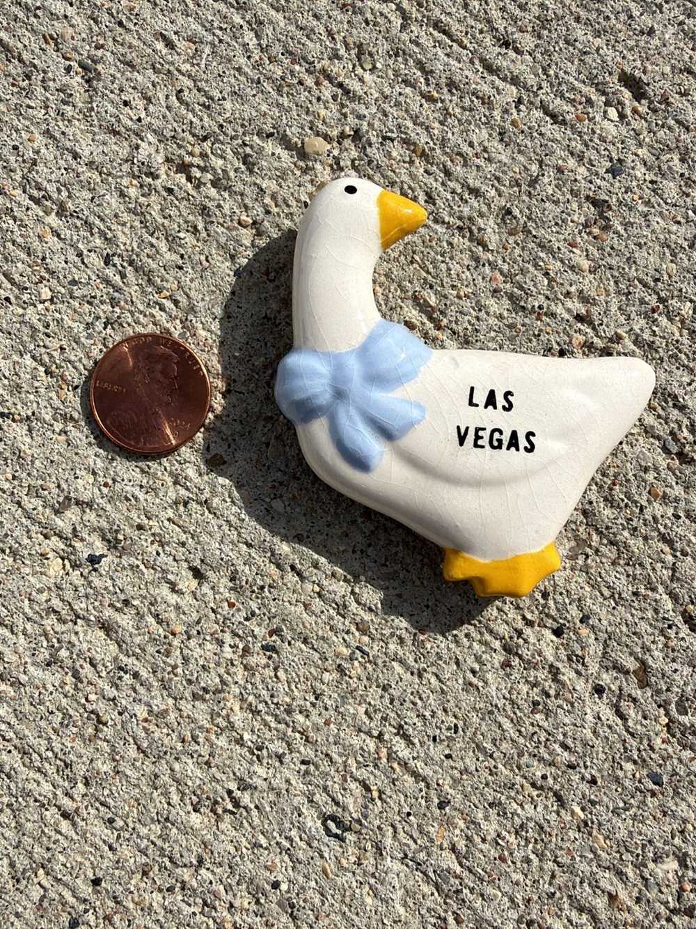 Vintage 80s Ceramic Las Vegas Goose Magnet - Retro Kitsch Country Kitchen Decor